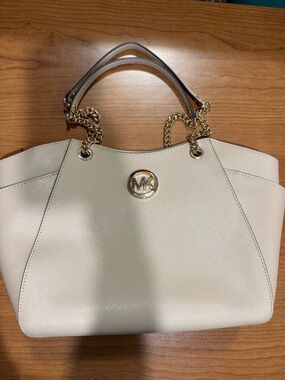 Michael Kors Cream Saffiano Leather Tote with Gold Hardware